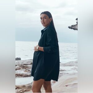 Oversized Black Shirt Dress